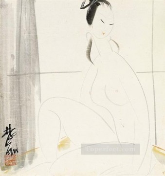 女性 1 古い中国のインク Oil Paintings
